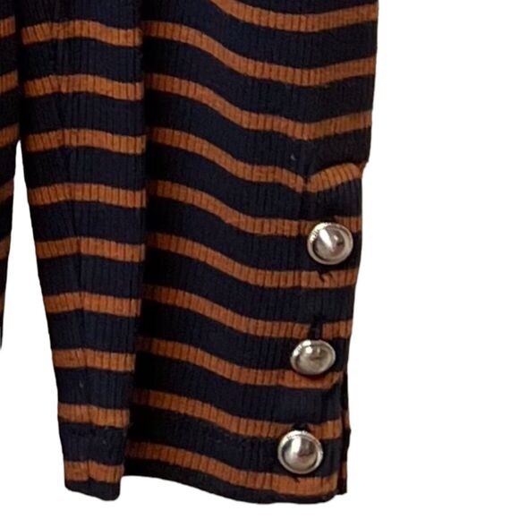 Talbots Petites Striped Turtleneck Sweater Navy Bronze Size Mp - Picture 3 of 5
